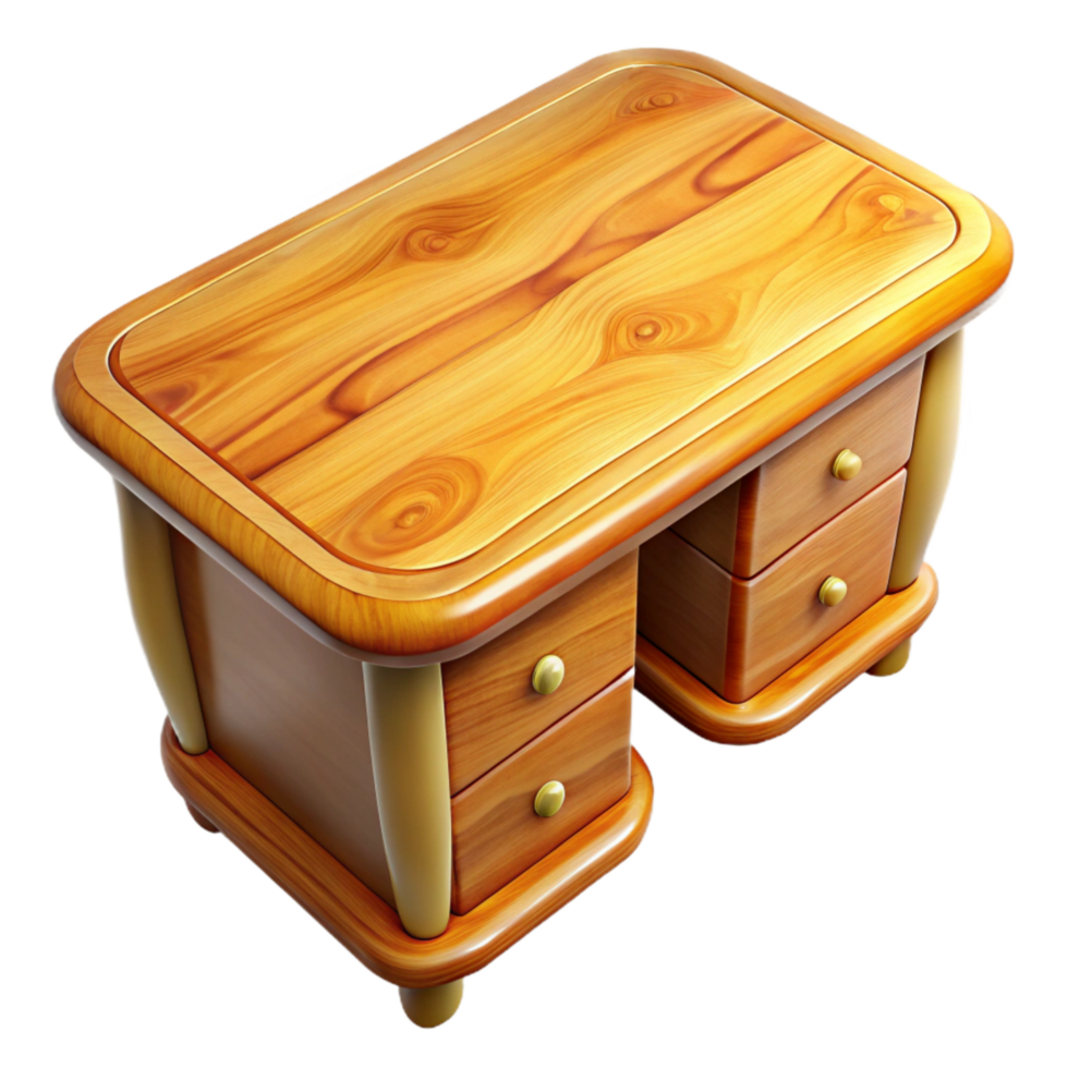 vibrant traditional Polished Maple Wood Desk Top View professional png