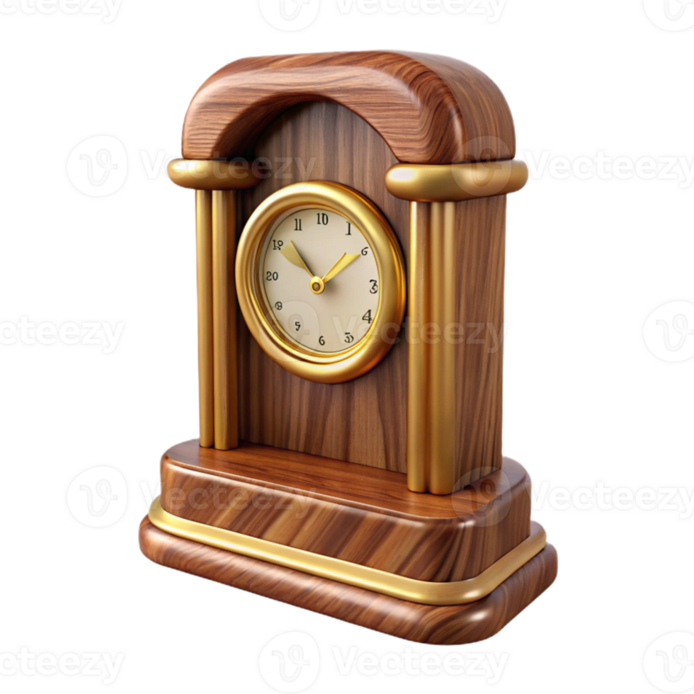 extraordinary minimalist Polished Walnut Wood Clock Case Isolated premium png