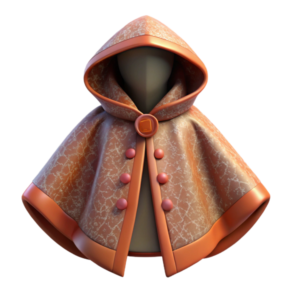 extraordinary rustic Poncho with Hood Up Transparent Background detailed png