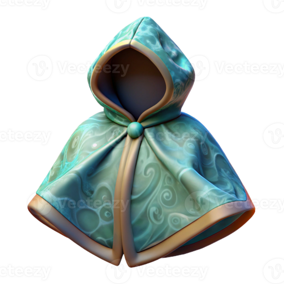 dramatic traditional Poncho with Hood Up Transparent Background high quality png