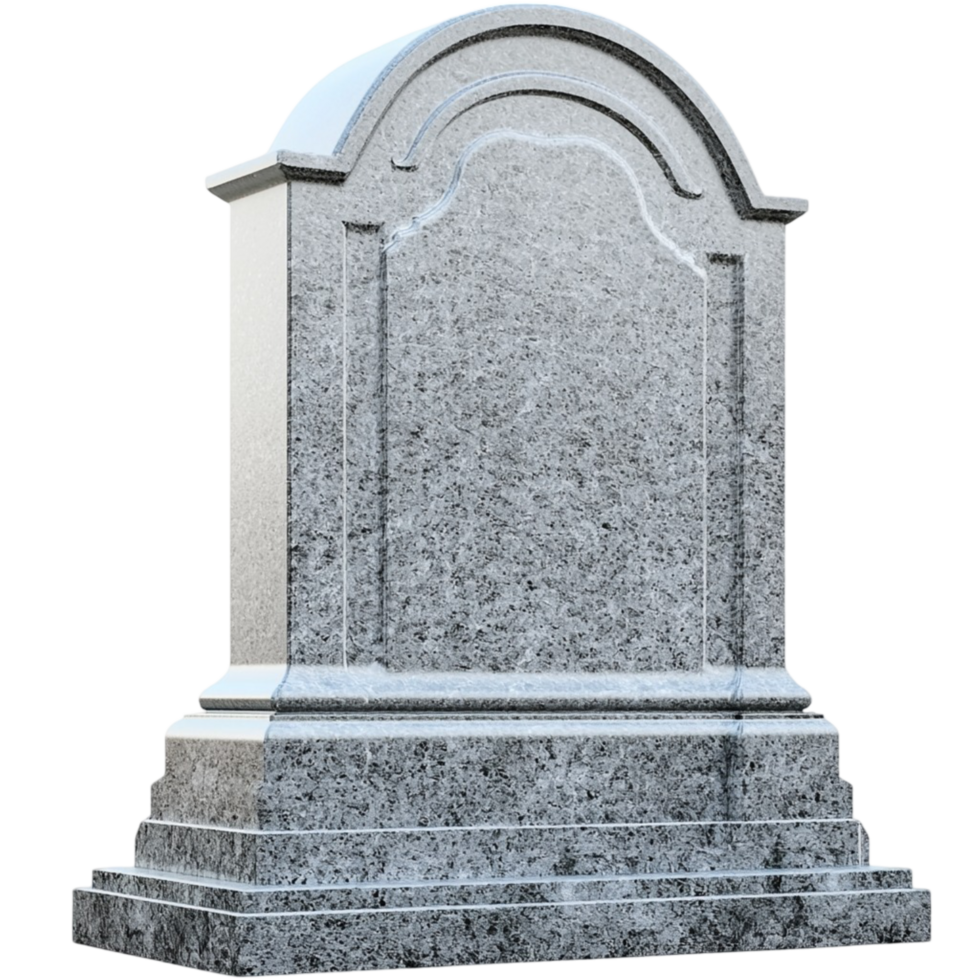 Gray stone tombstone sting on a base png
