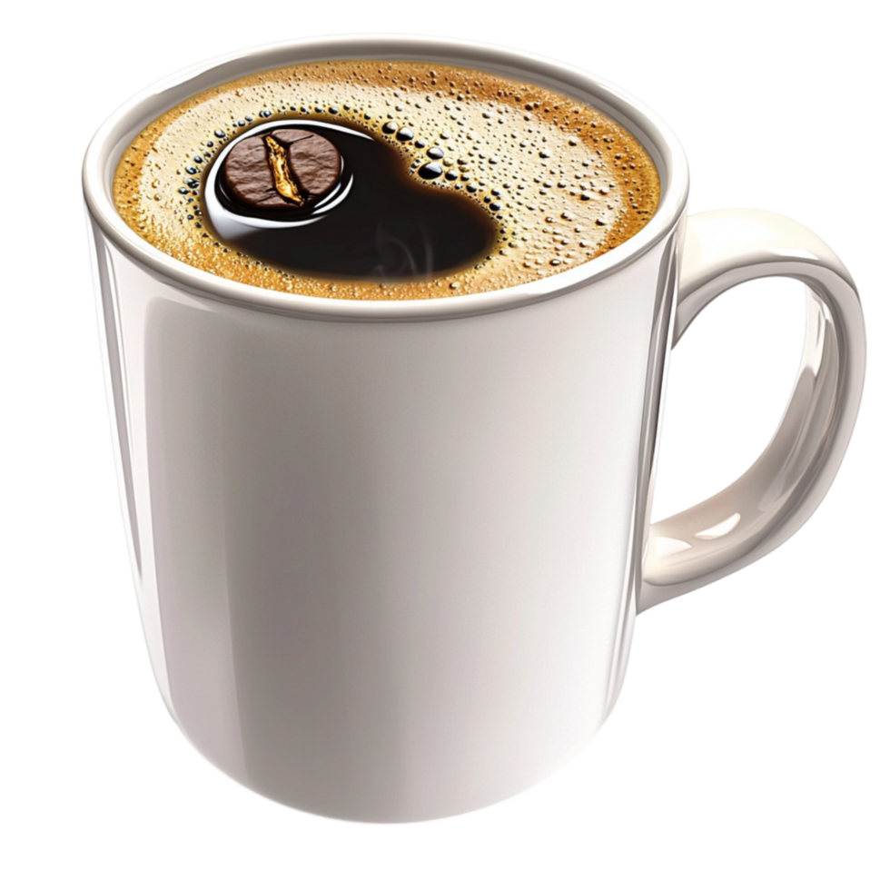 Hot coffee in a white mug a rk roasted aroma png