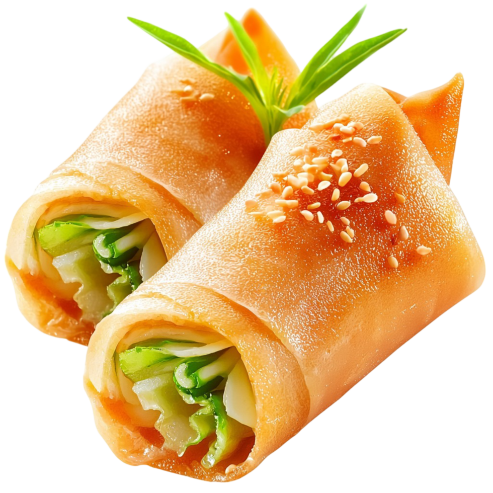 spring rolls filled vegetables sesame seeds png