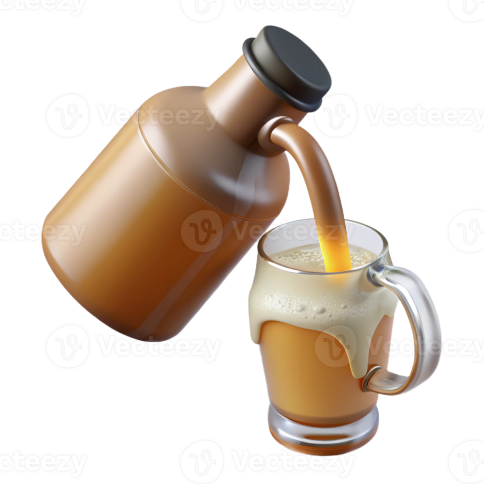 wonderful minimalist Pouring Beer From Growler Into Glass Transparent Background authentic png