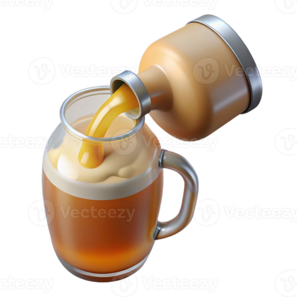 vibrant contemporary Pouring Beer From Growler Into Glass Transparent Background professional png