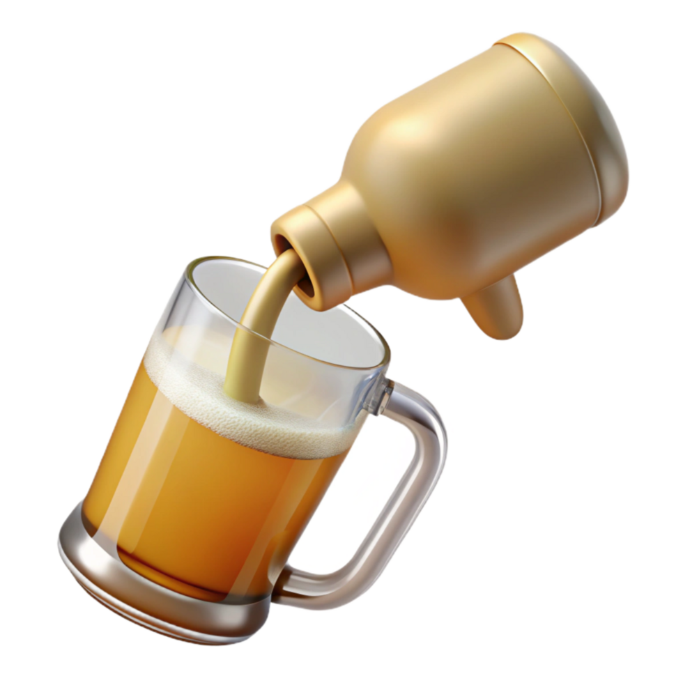 vibrant classic Pouring Beer From Growler Into Glass Transparent Background detailed png