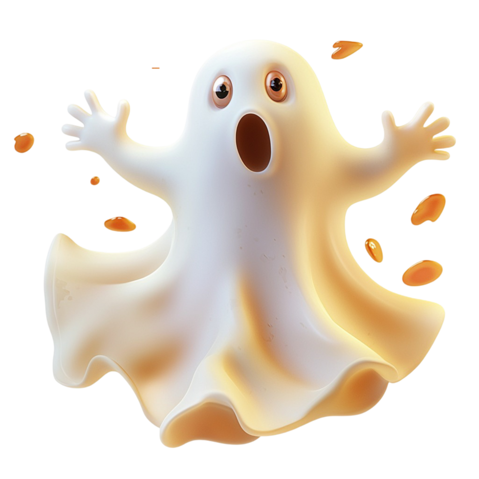 Playful cartoon ghost a surprised expression flowing shape png