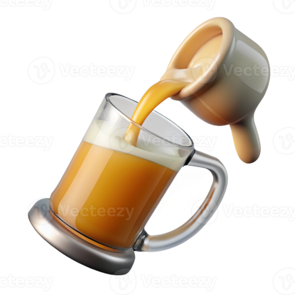 dramatic modern Pouring Beer From Pitcher Into Glass Transparent Background original png
