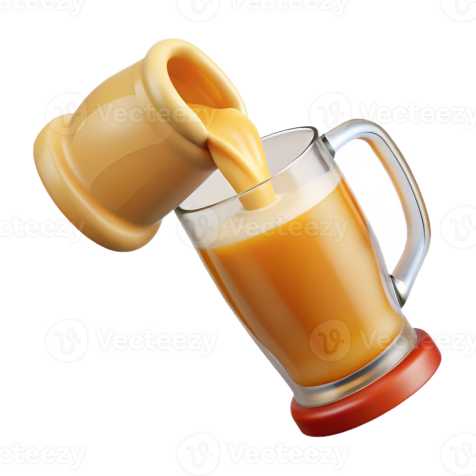 vibrant traditional Pouring Beer From Pitcher Into Glass Transparent Background detailed png
