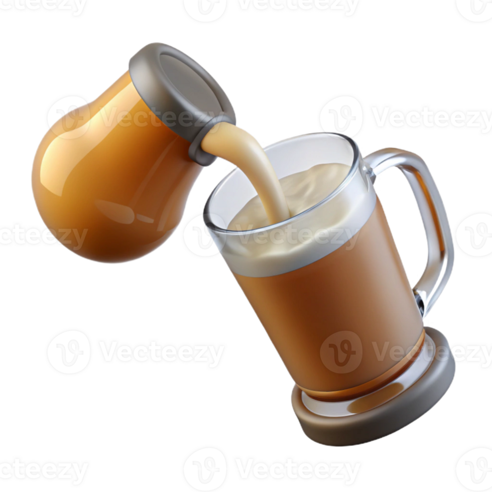 serene artistic Pouring Beer From Pitcher Into Glass Transparent Background genuine png