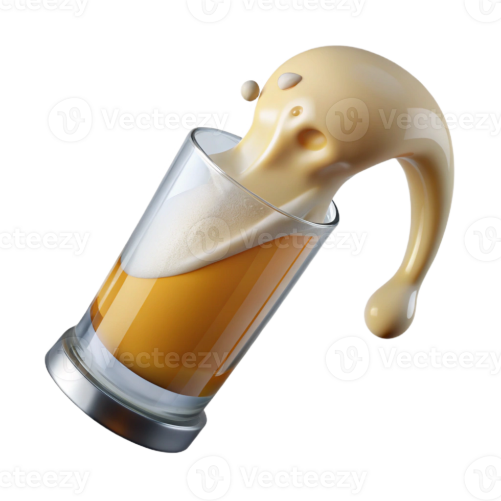 dramatic abstract Pouring Beer Into Glass with Splash Transparent Background exclusive png