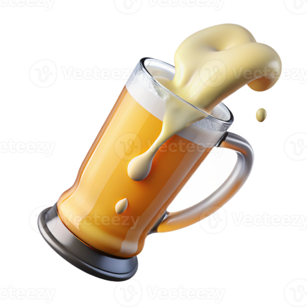 beautiful minimalist Pouring Beer Into Glass with Splash Transparent Background high quality png