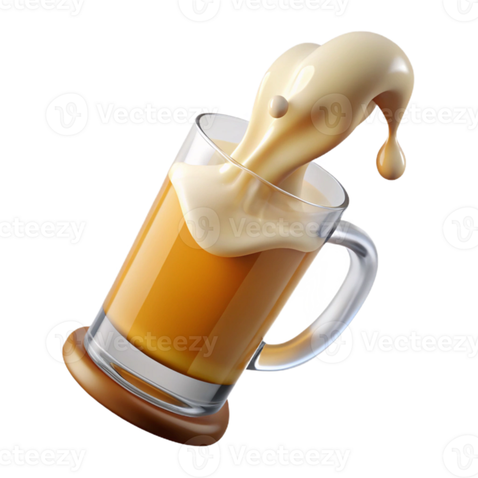 impressive contemporary Pouring Beer Into Glass with Splash Transparent Background detailed png