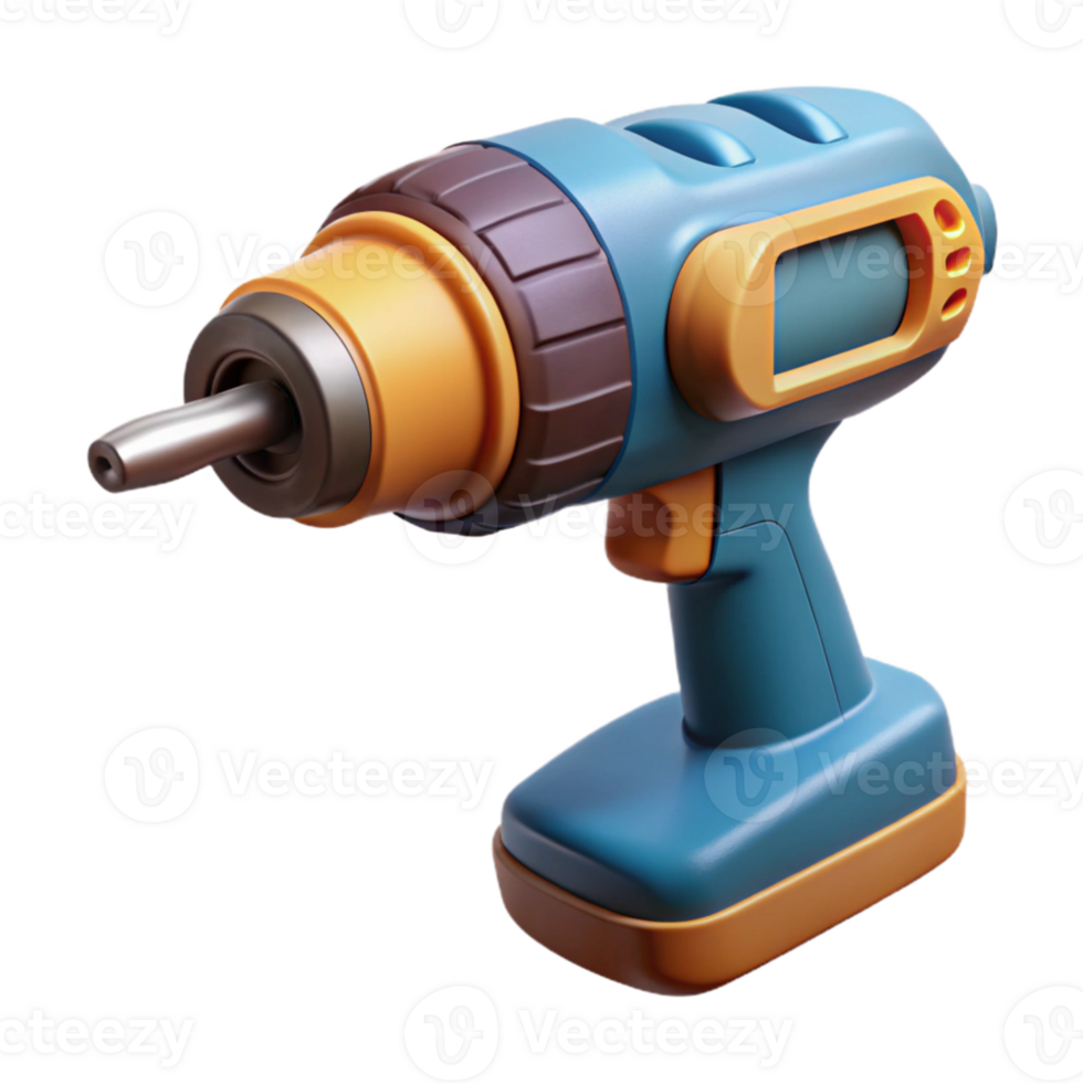 elegant abstract Power Drill with Drill Bit Attached Cutout premium png