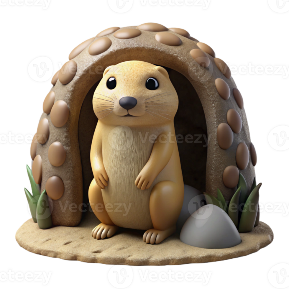 serene creative Prairie Dog Standing Burrow Entrance authentic png