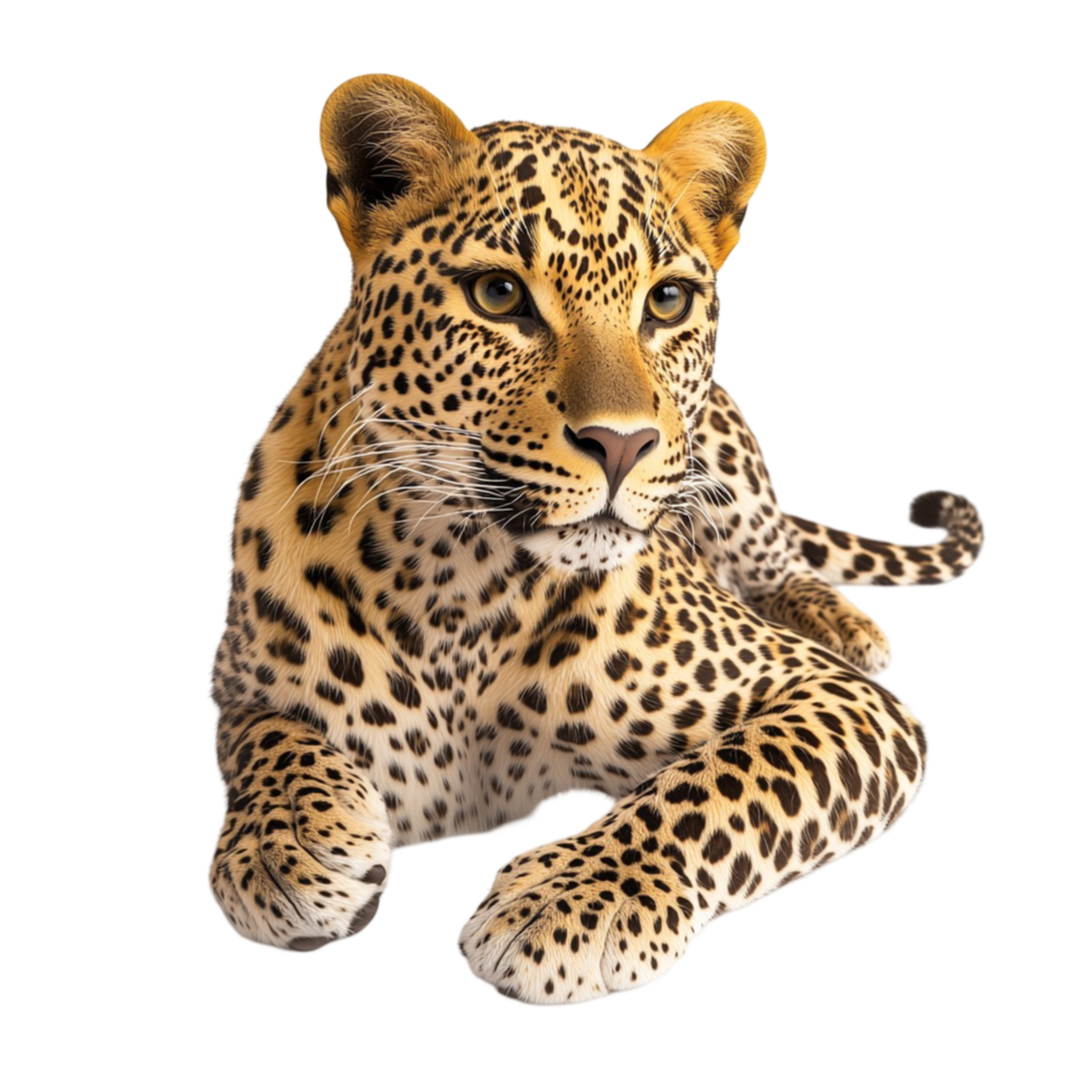 Majestic leopard lying down a powerful graceful pose png
