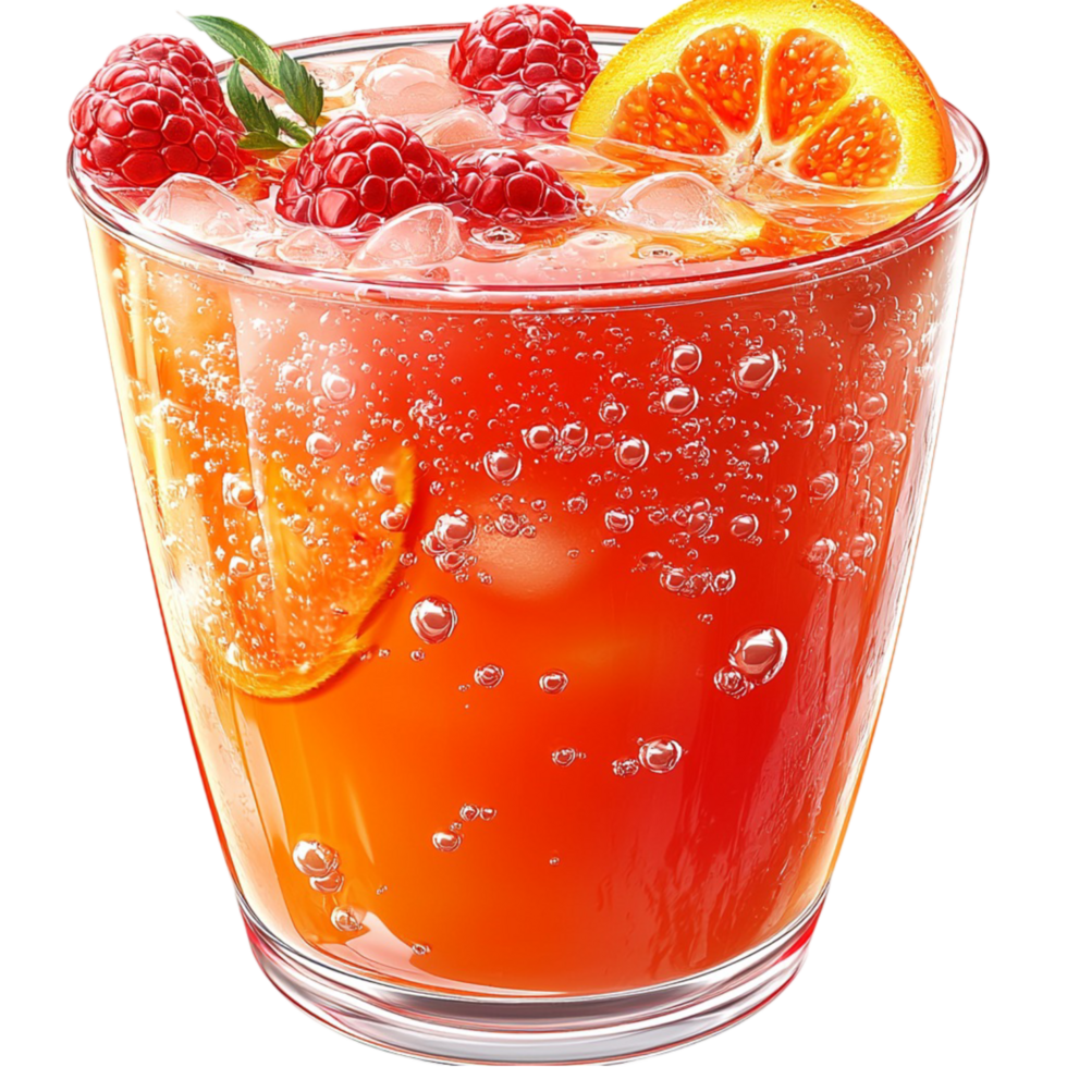 Reing red fruit cocktail raspberries orange slices png