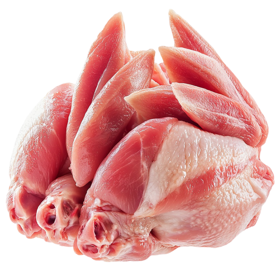 Raw chicken feet arranged neatly on a clean white surface png