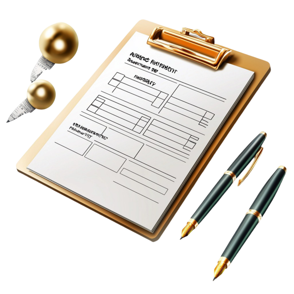 Business document on a clipboard pens office accessories png