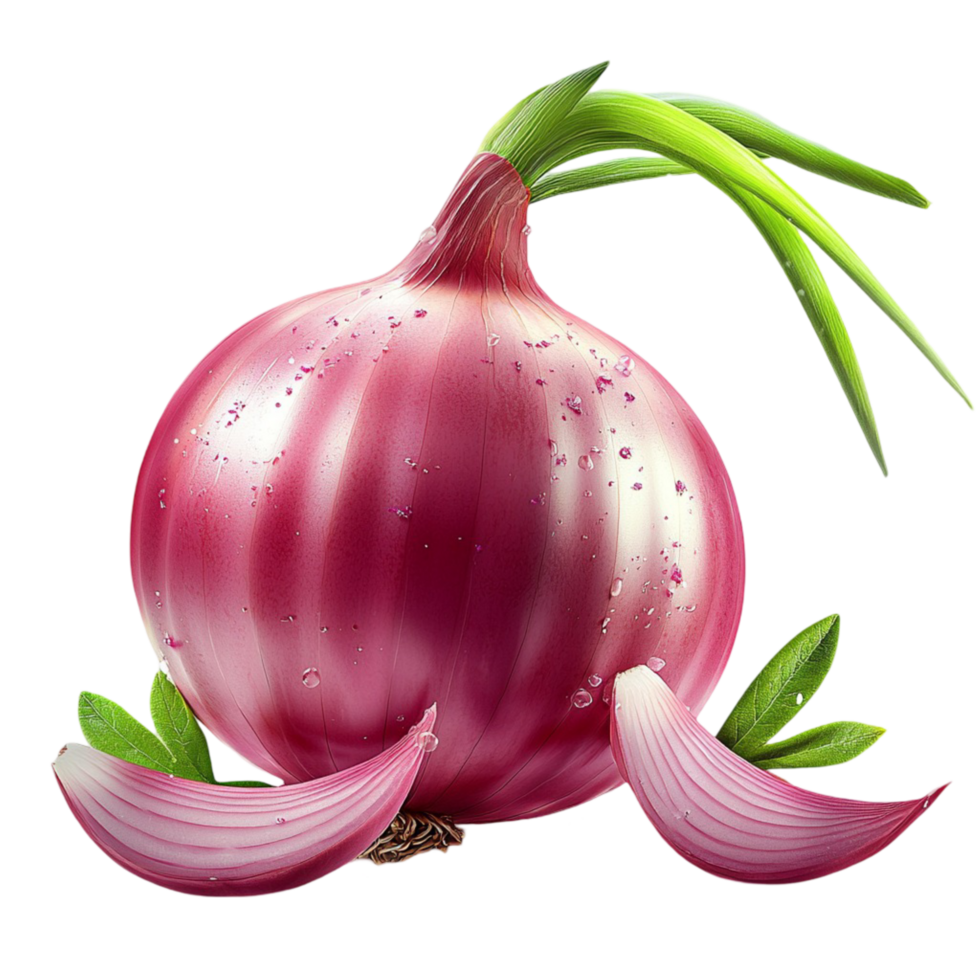 red onion green sprouts peeling outer layers png