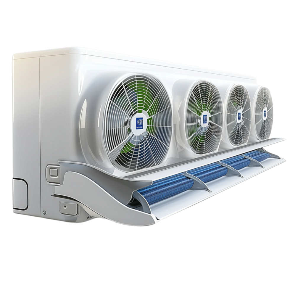air conditioning unit multiple spinning fans png