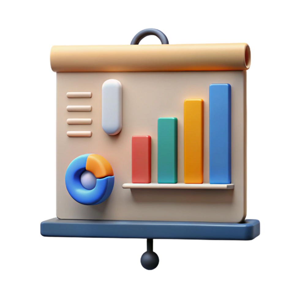 beautiful classic Presentation Screen with Charts Cutout high resolution png