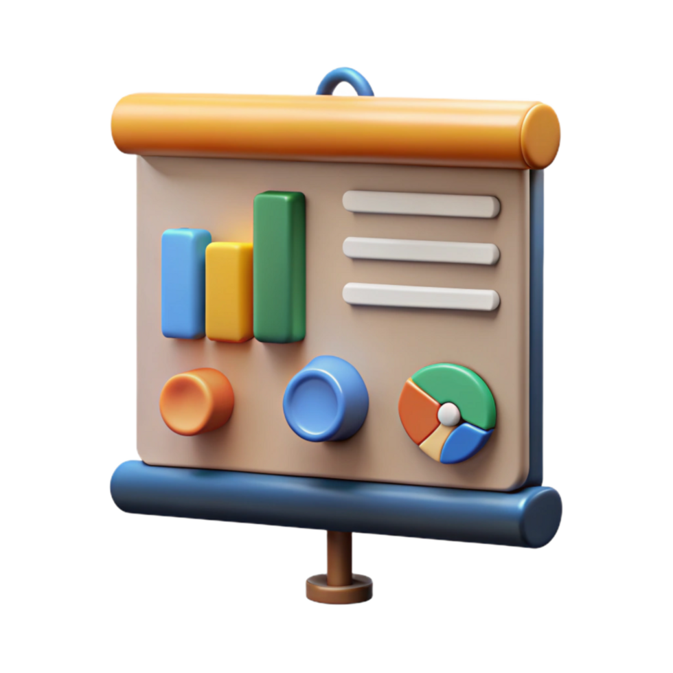vibrant artistic Presentation Screen with Charts Cutout authentic png