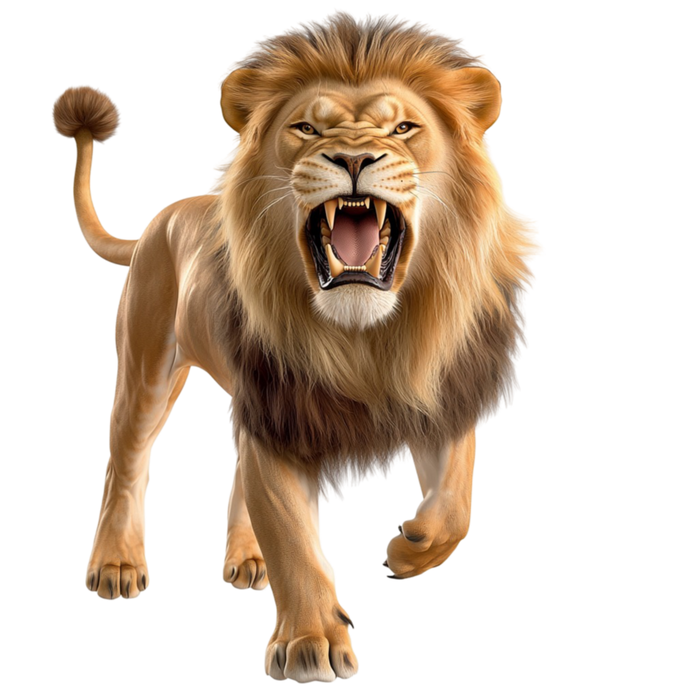 Roaring lion a powerful stance a fierce expression png