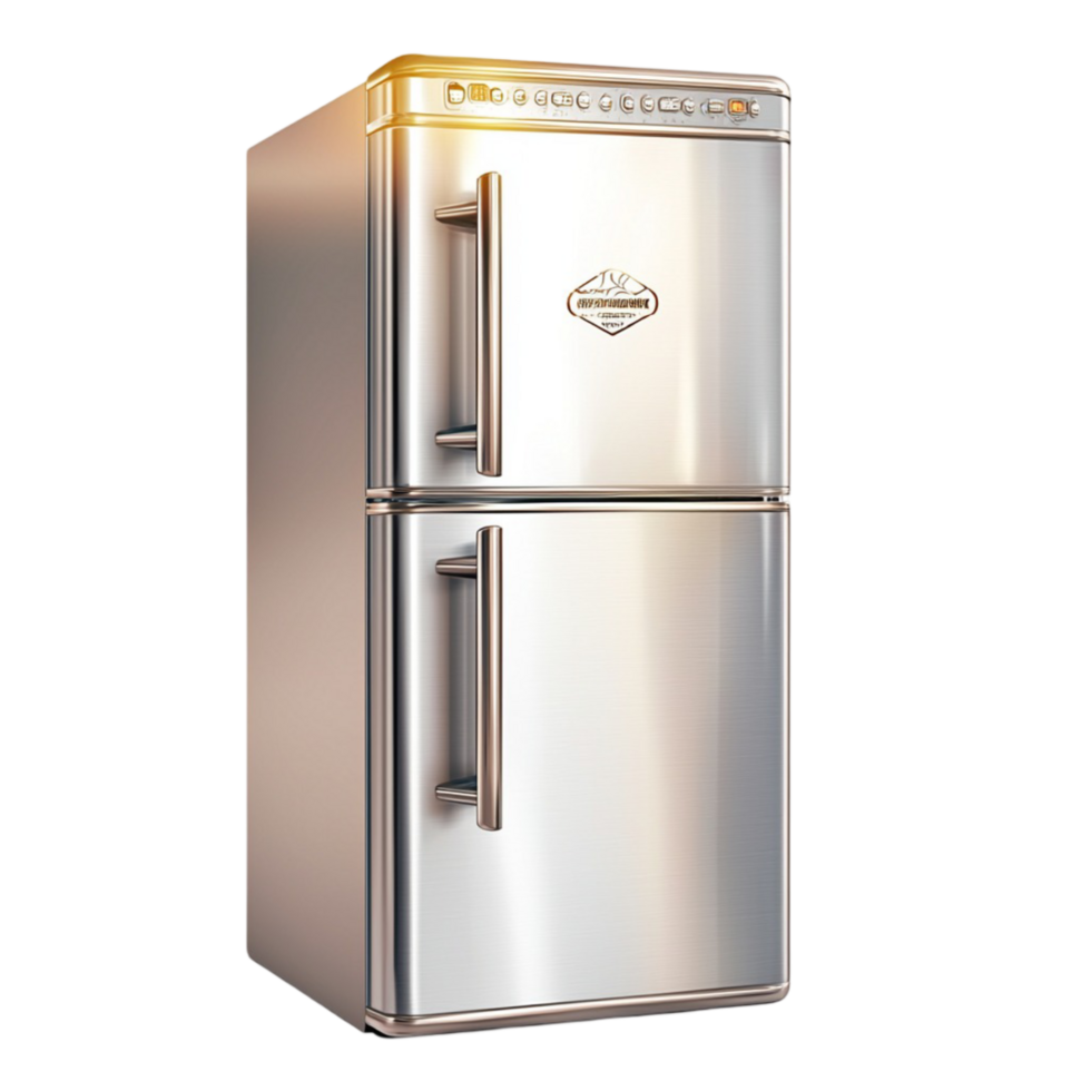 silver refrigerator a sleek double door design a shiny surface png