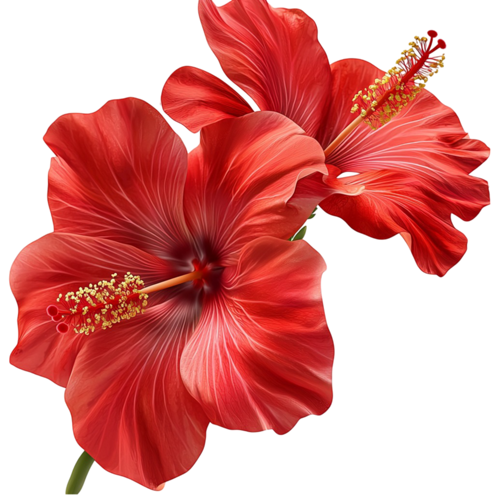 red hibiscus flowers in full bloom delicate petals png