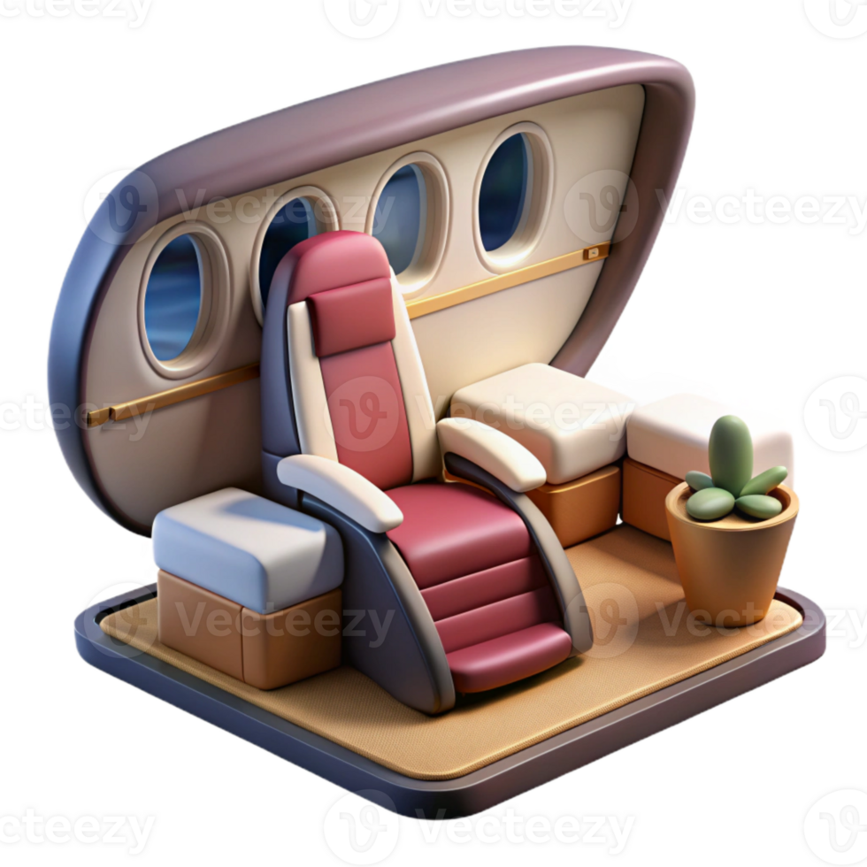 impressive creative Private Jet Cabin with Comfortable Seating Cutout original png