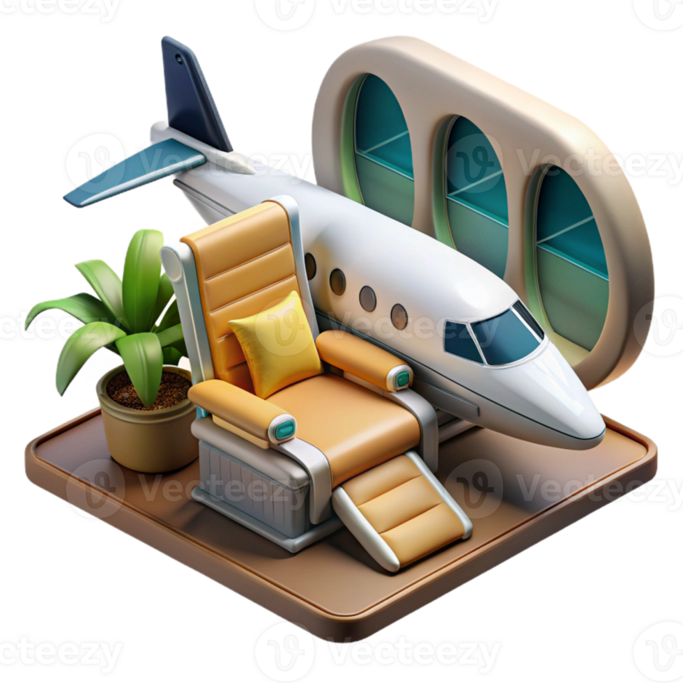 magnificent abstract Private Jet Cabin with Comfortable Seating Cutout original png