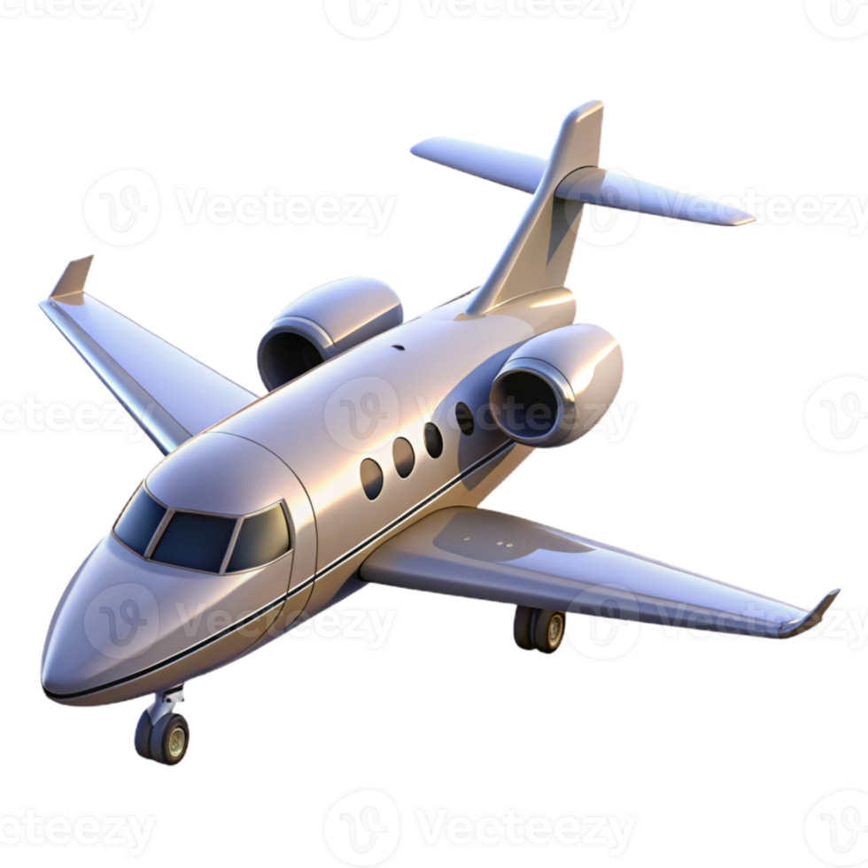 serene modern Private Jet Taking Off Isolated Cutout detailed png