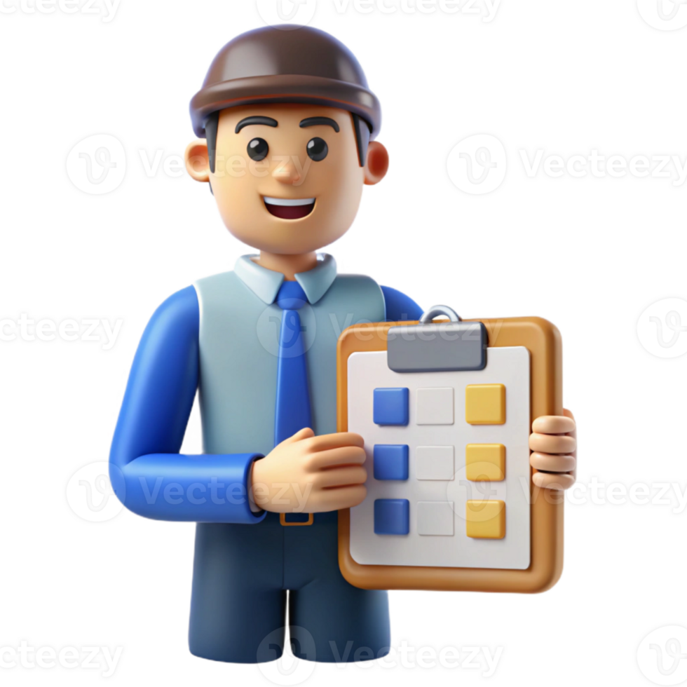 beautiful minimalist Production Manager with Clipboard and Schedule high quality png