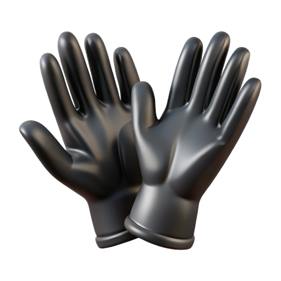 stunning minimalist Protective Gloves Black Nitrile Transparent Background professional png