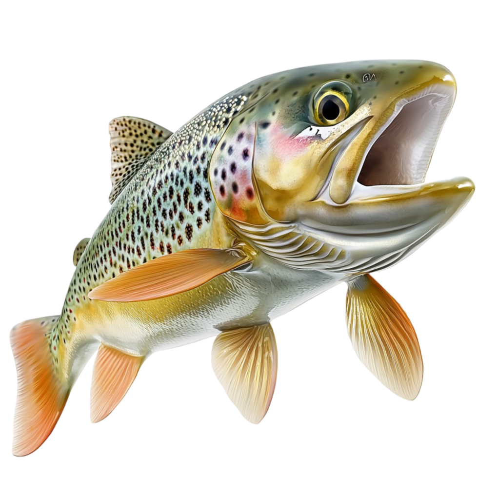 Lively fish colorful scales an open mouth leaping in the air png