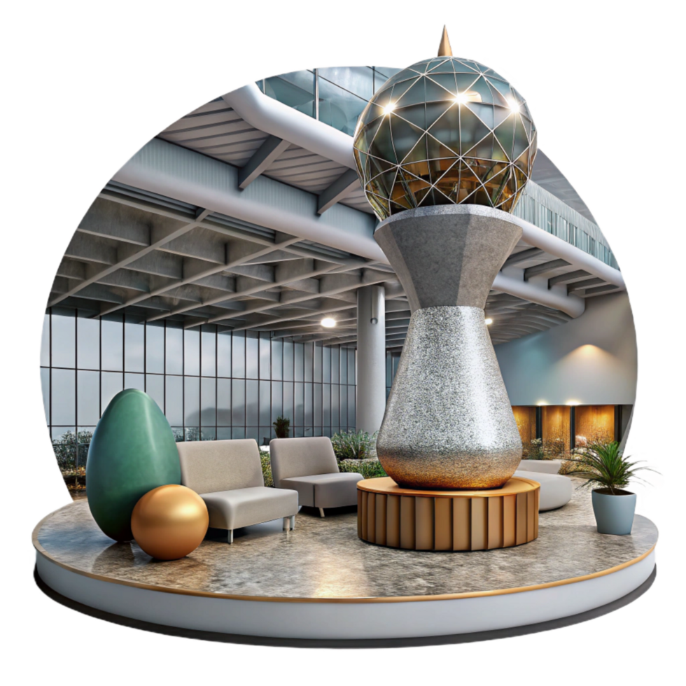 dramatic vintage Public Art Installation Airport Terminal Transparent original png