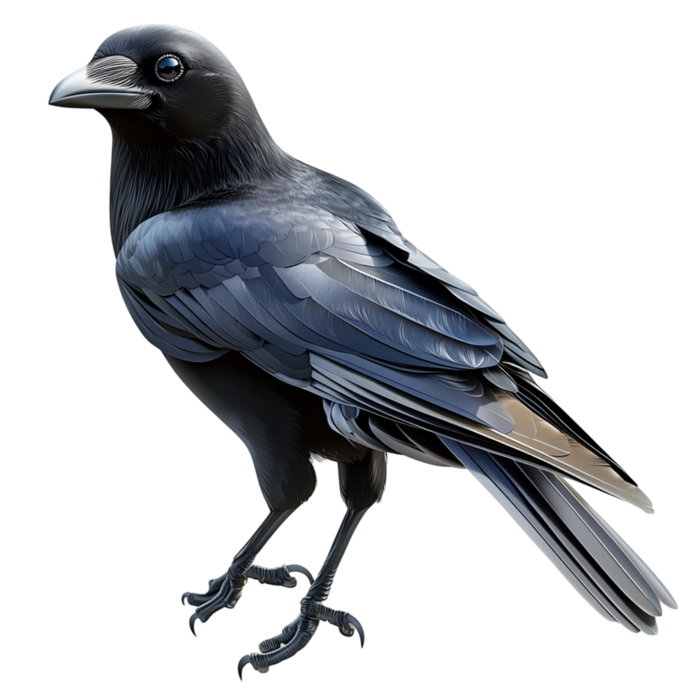 Black crow sting glossy feathers a sharp beak png