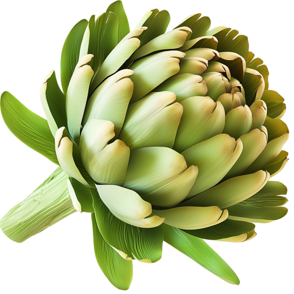 greenichoke tightly packed leaves a thick stem png