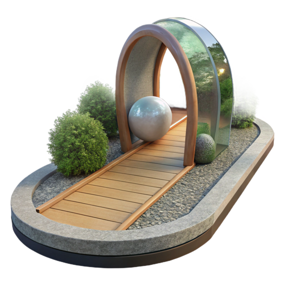 beautiful minimalist Public Art Installation Park Setting Transparent professional png