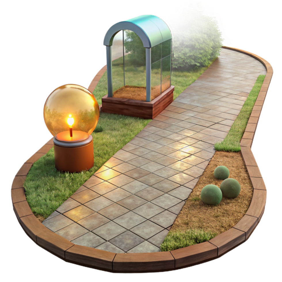 serene contemporary Public Art Installation Park Setting Transparent detailed png