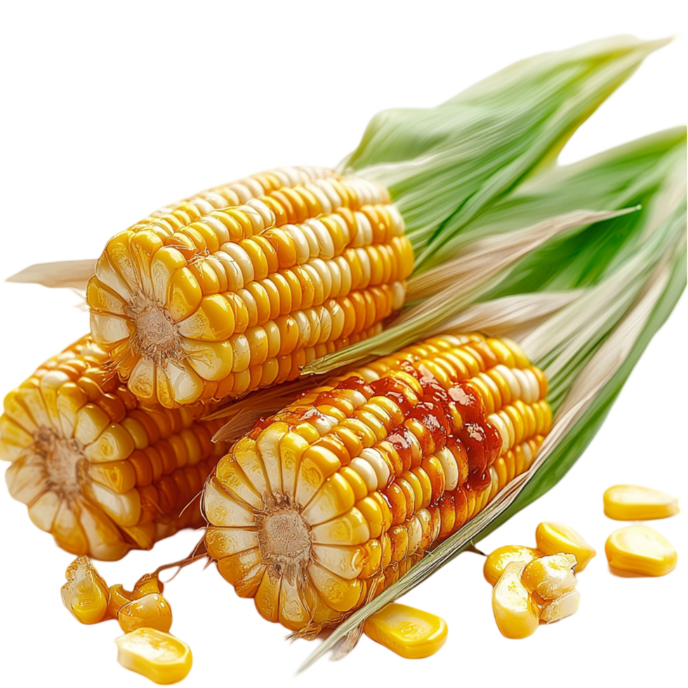 ly harvested sweet corn husks kernels visible png