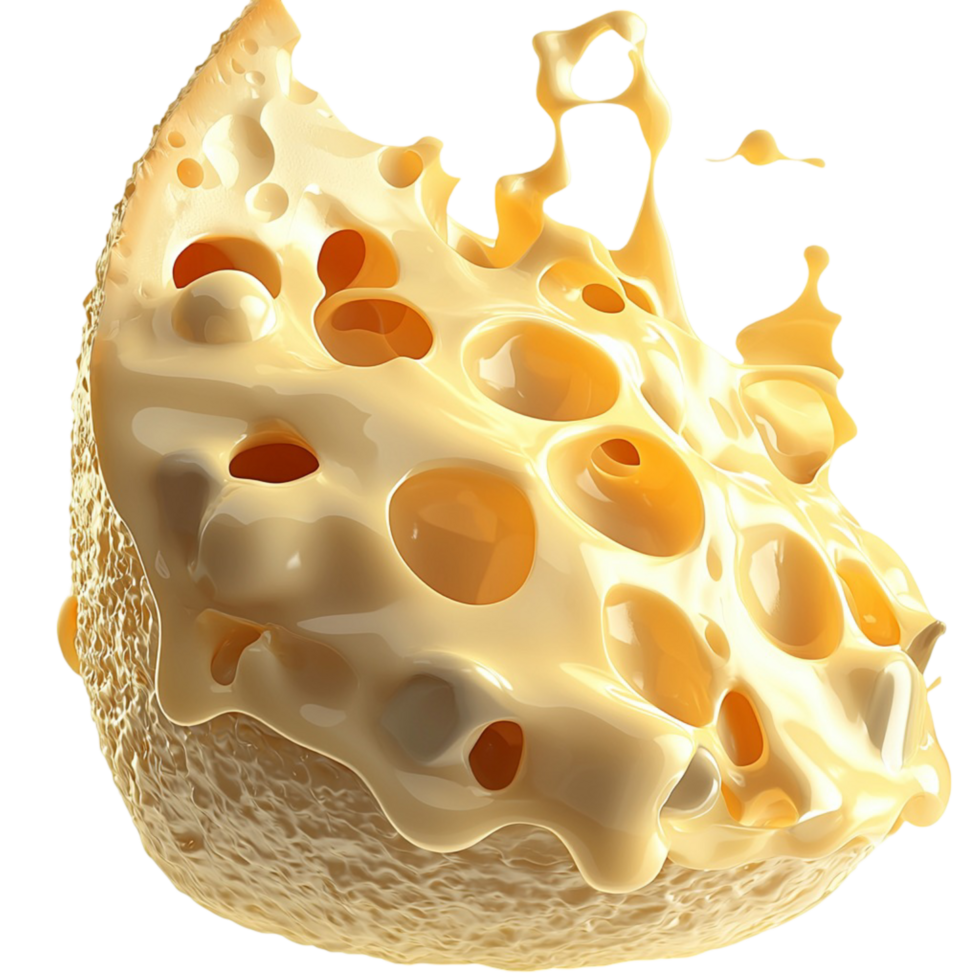 Chunk of Swiss cheese large holes a dripping melted edge png