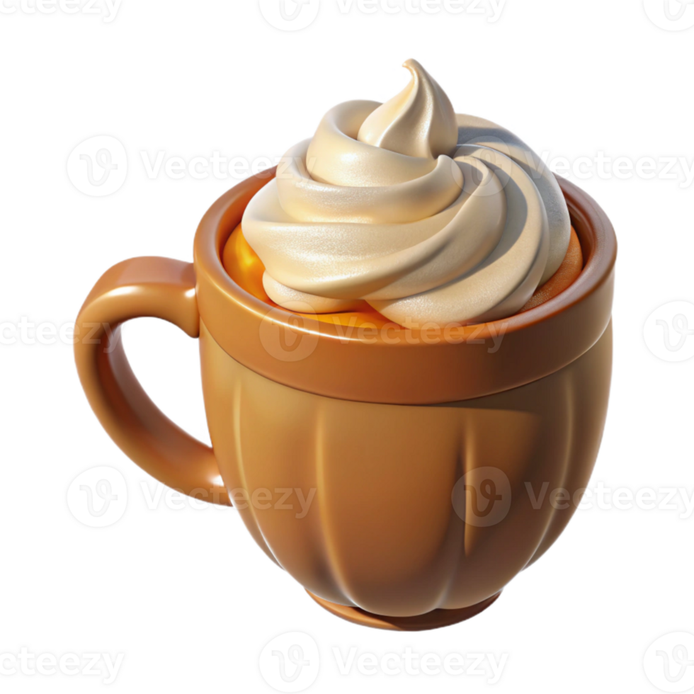 wonderful creative Pumpkin Spice Latte with Whipped Cream Isolated genuine png