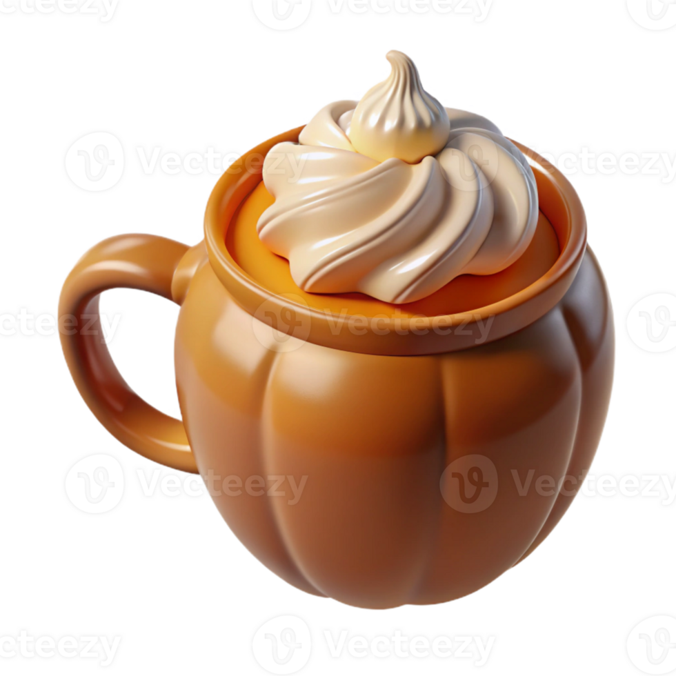 magnificent classic Pumpkin Spice Latte with Whipped Cream Isolated high resolution png