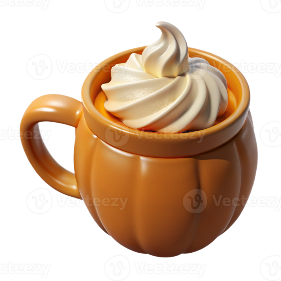 extraordinary minimalist Pumpkin Spice Latte with Whipped Cream Isolated high quality png