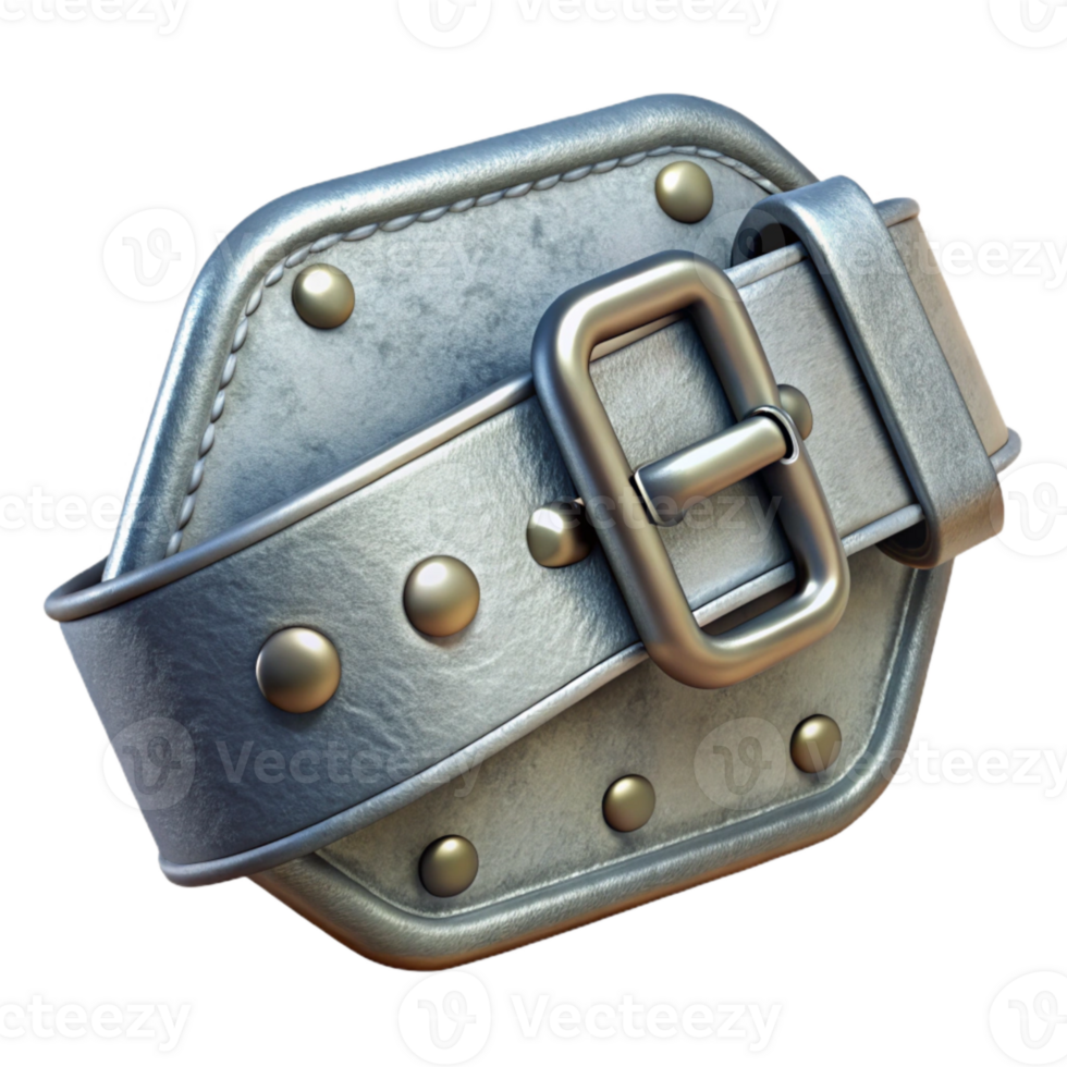 dramatic abstract Punk Rock Belt Buckle Silver Isolated on Transparent Background exclusive png