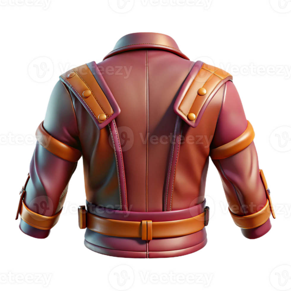 magnificent creative Punk Rock Leather Jacket Back View Transparent Background professional png