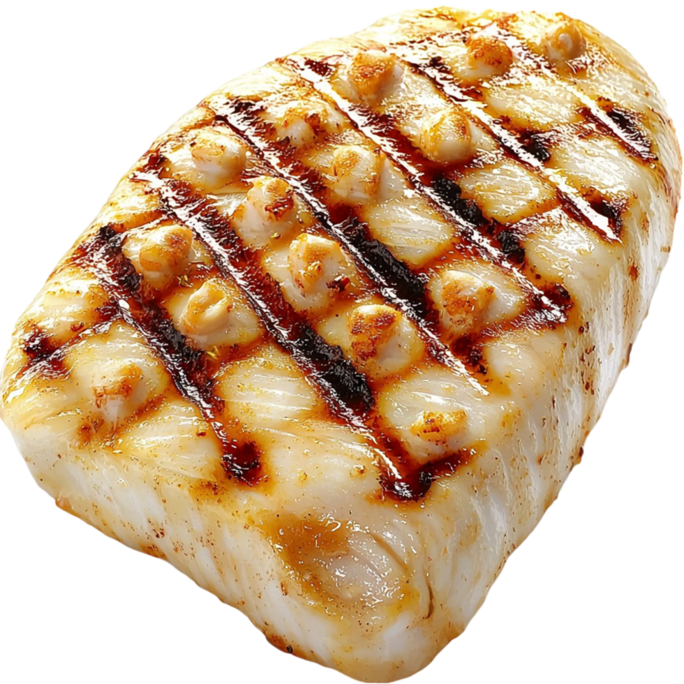 Grilled chicken breast charred lines a golden crust png