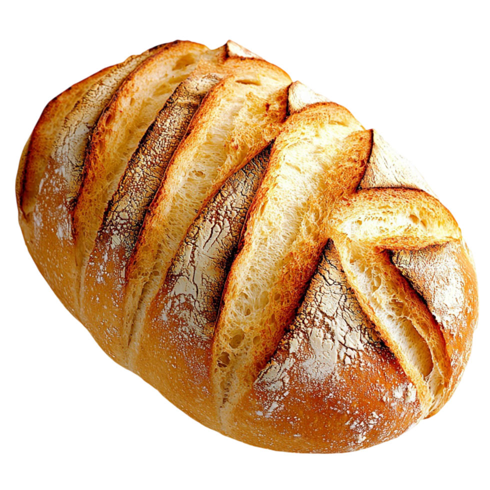 Loaf of ly baked bread a crisp crust deep cuts png